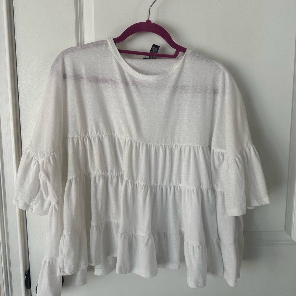 Chic White Tiered Blouse 2x
